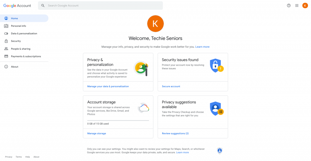 Google Account Dashboard